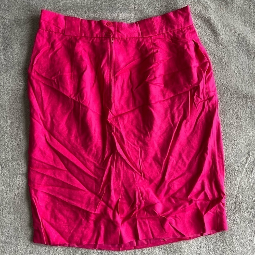 Jones New York Hot Pink Linen Pencil Skirt Size 16 - Picture 2 of 8